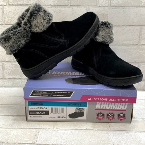 Khombu Jessica All Weather Boots Suede Leather 10 - Picture 1 of 12